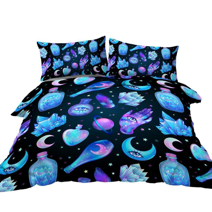 Magic Witchcraft Moon Crystal Wicca Bedding Set Bedding Set MoonChildWorld 