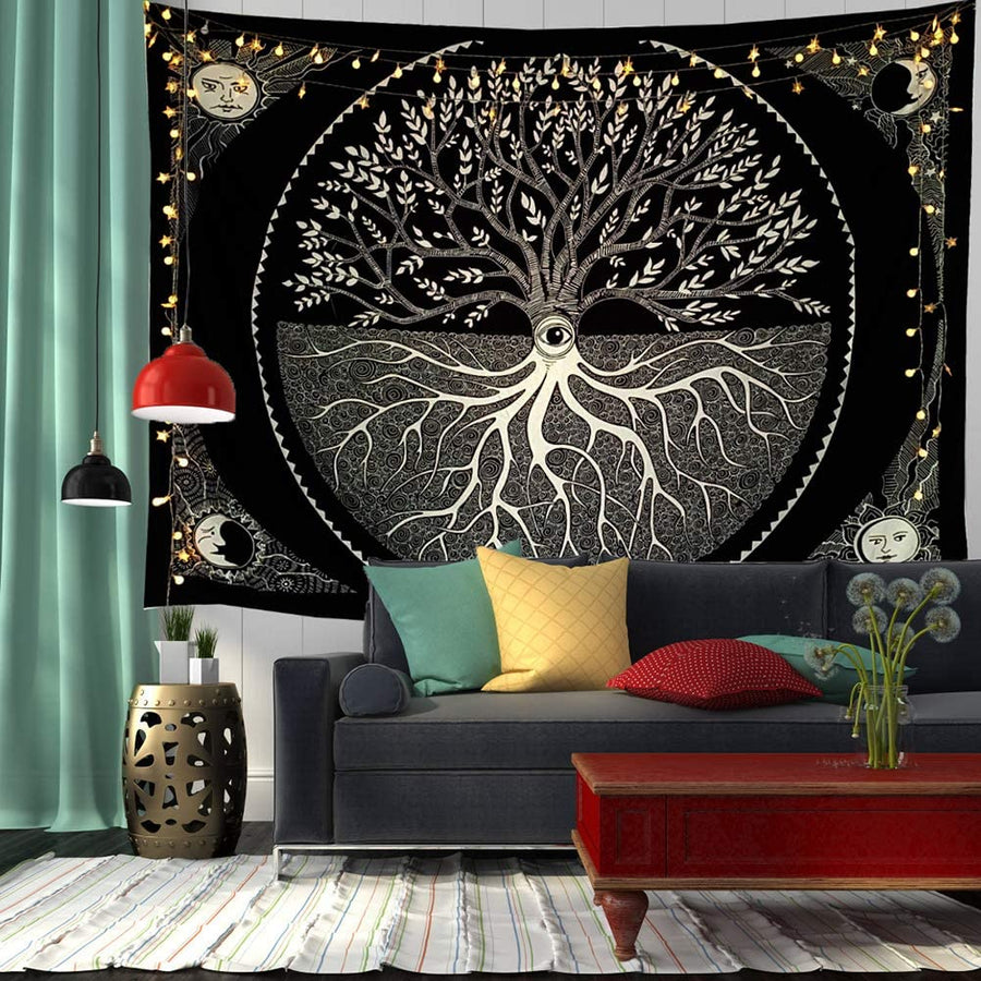 Sun Moon Tree of life wicca tapestry Tapestry MoonChildWorld 