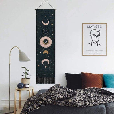 Wicca Moon Phases Tapestry Tapestry MoonChildWorld Black