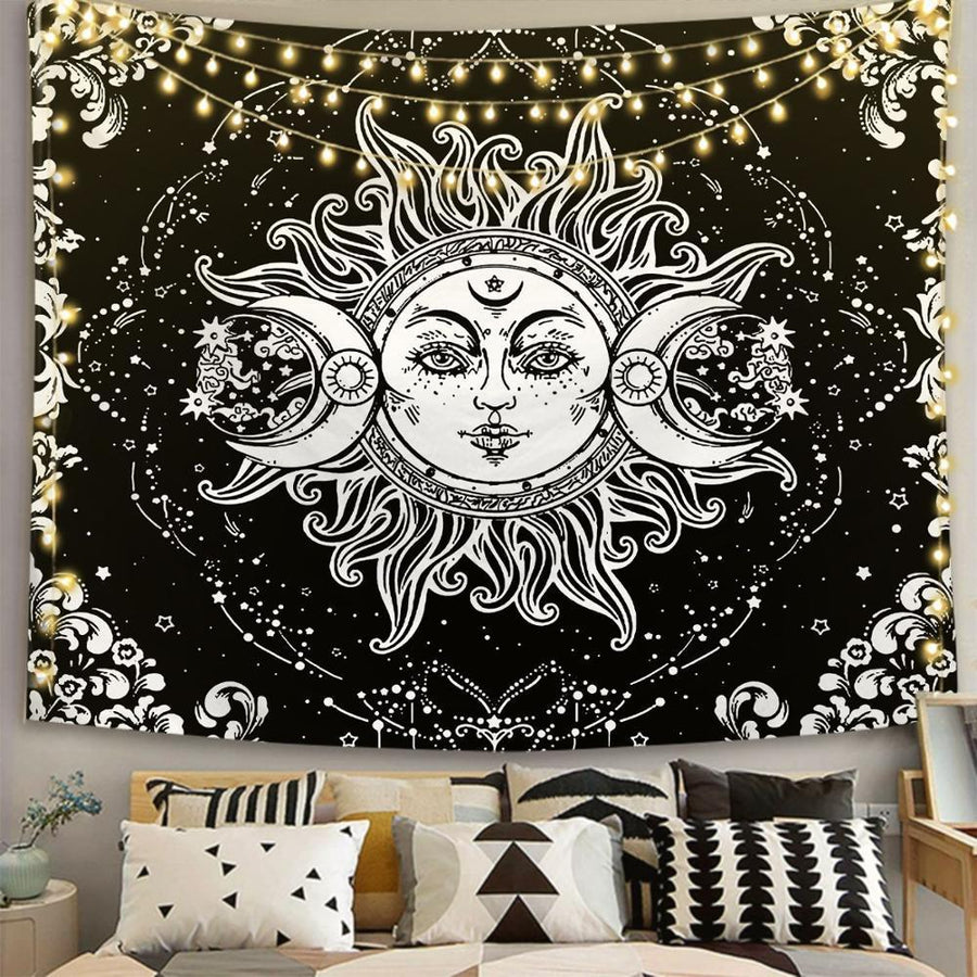 Wicca Moon and Sun Tapestry Tapestry MoonChildWorld 