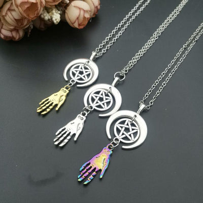 Witch hand pentagram wicca gothic necklace Necklace MoonChildWorld