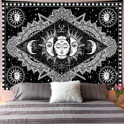 Wicca Moon and Sun Tapestry Tapestry MoonChildWorld Sun moon 95x73cm 37x28inch
