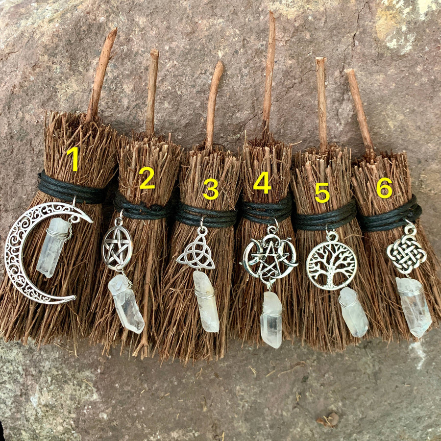 Raw crystal Witchcraft altar broom Broom MoonChildWorld 