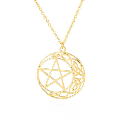 Celtic pentagram witch wicca necklace Necklace MoonChildWorld Pentagram Gold China