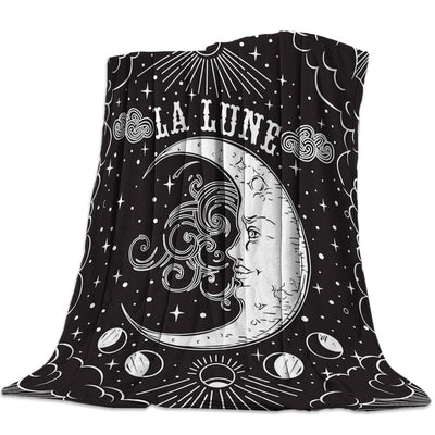 Witchy La Lune Moon Black Throw Blanket Premium Blanket MoonChildWorld 100X120CM