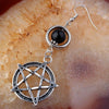 Wicca Pentagram Natural Stone Earrings Earrings MoonChildWorld Agate black
