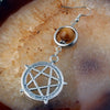 Wicca Pentagram Natural Stone Earrings Earrings MoonChildWorld Yellow tiger stone