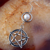 Wicca Pentagram Natural Stone Earrings Earrings MoonChildWorld Pearl