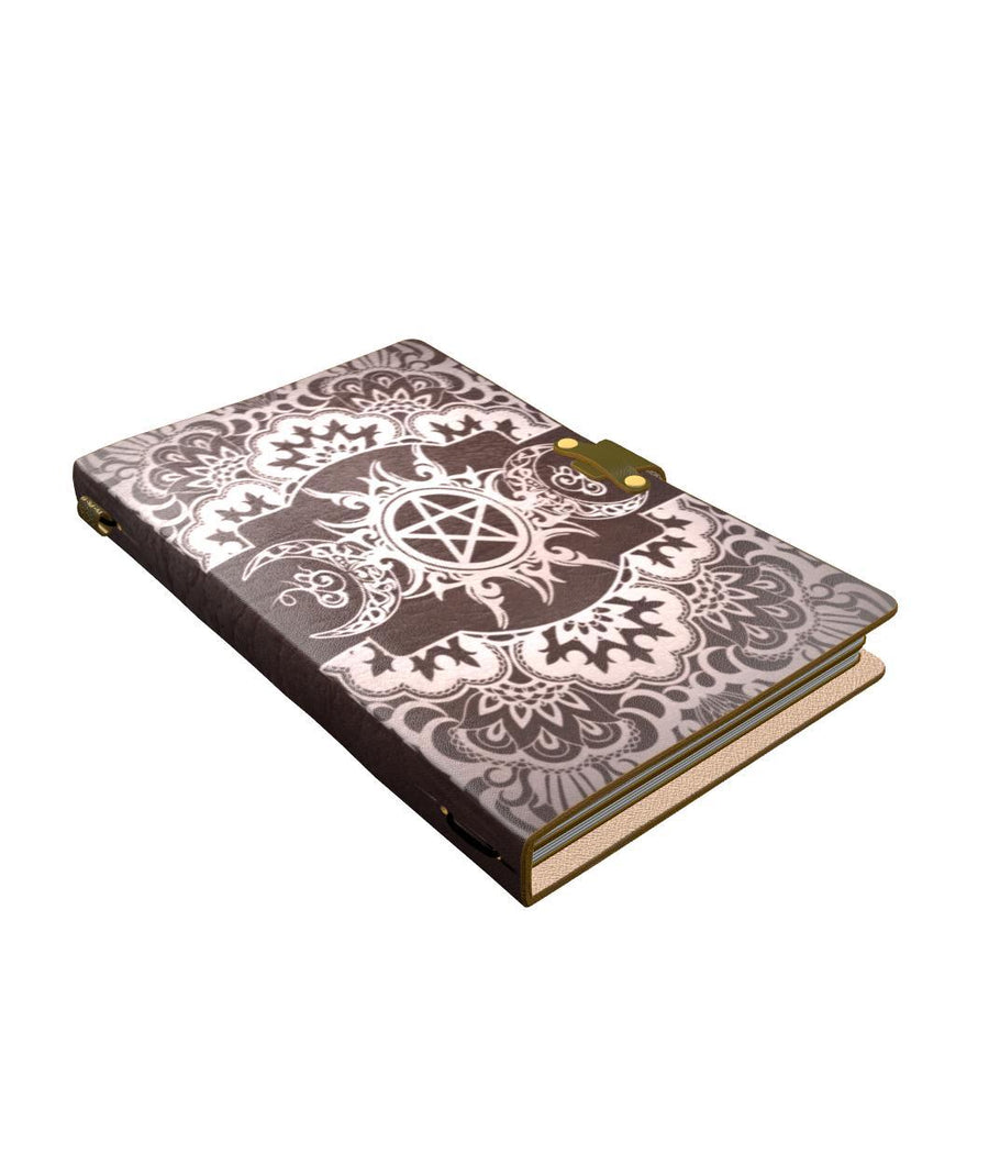 Triple moon wicca leather notebook