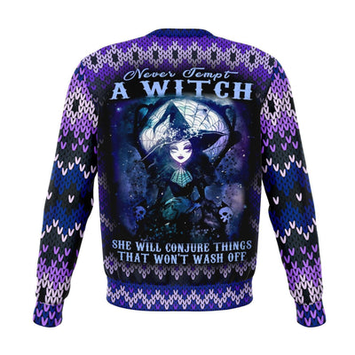 NEVER TEMPT A WITCH CHRISTMAS SWEATER Athletic Sweatshirt - AOP Subliminator
