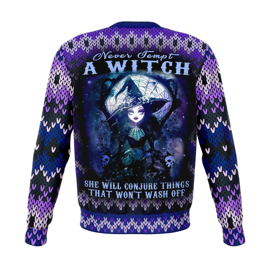 NEVER TEMPT A WITCH CHRISTMAS SWEATER Athletic Sweatshirt - AOP Subliminator XS 