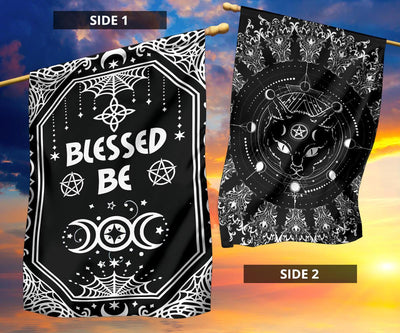 Blessed be cat wicca flag Flag MoonChildWorld