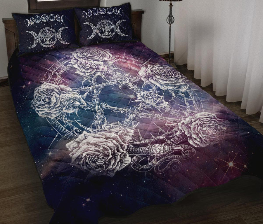 Pentacle roses wicca Quilt Bed Set Bedding Set MoonChildWorld 