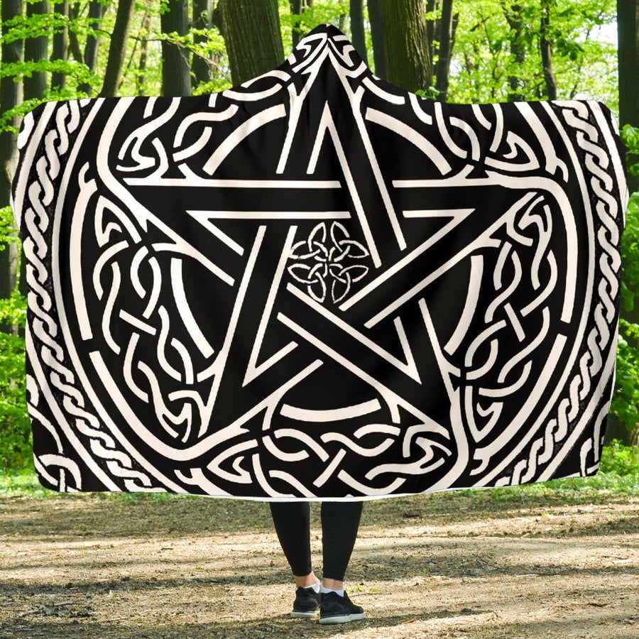 Pentagram celtic wicca Hooded Blanket