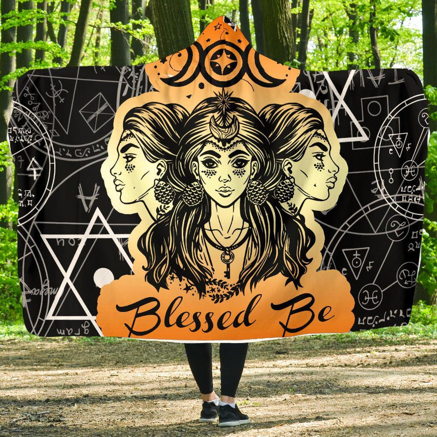 Triple goddess wicca Hooded Blanket