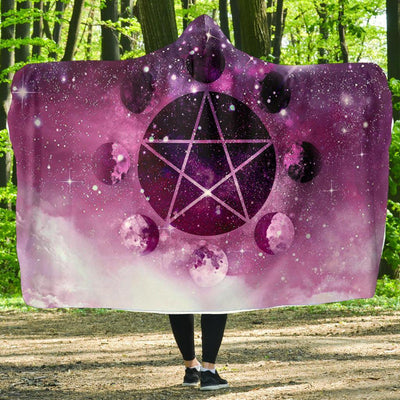 Moon pentagram Wicca Hooded Blanket Hooded Blanket MoonChildWorld
