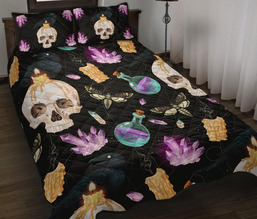 Raven gothic witch Quilt Bed Set