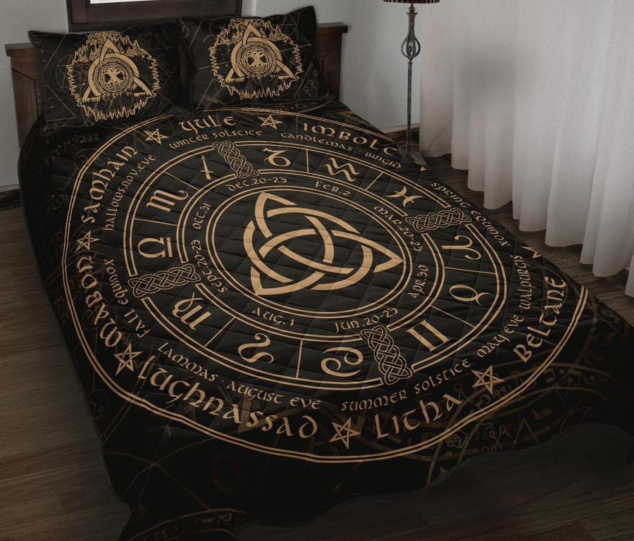 Triquetra wheel of the year wicca Quilt Bed Set Bedding Set MoonChildWorld 