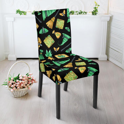 Witch broom book Dining Chair Slip Cover Chair Slip Cover MoonChildWorld