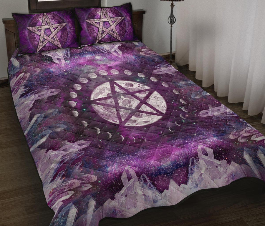 Pentagram moon crystal wicca Quilt Bed Set Quilt Bed Set MoonChildWorld 