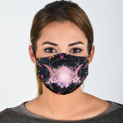 Triple moon floral wicca face mask Face mask MoonChildWorld