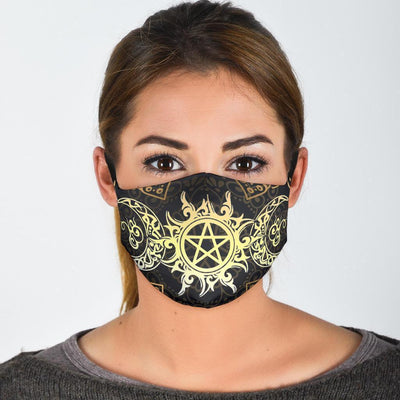 Wicca Witch face masks Face mask MoonChildWorld Face Mask - Yellow Triple moon 3 Adult Mask + 2 FREE Filters (Age 13+)