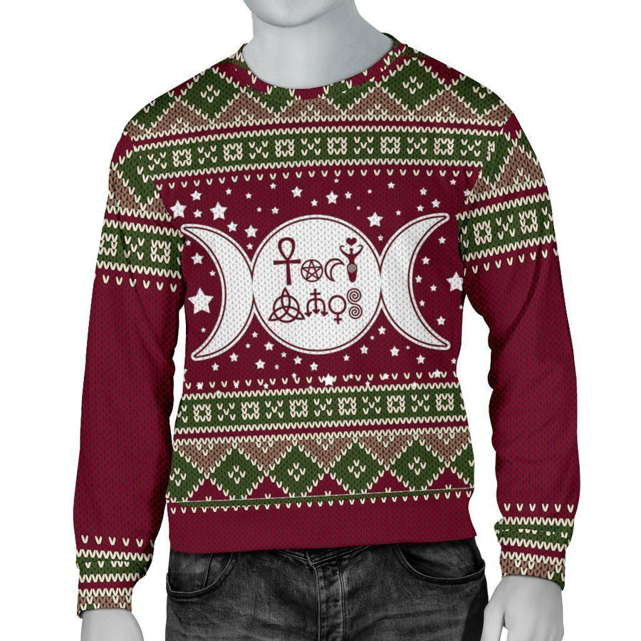 Triple moon Wicca Christmas Sweater Sweater MoonChildWorld 
