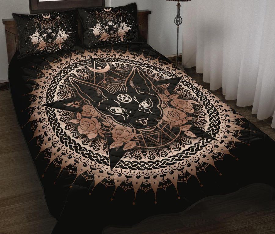 Occult cat wicca Quilt Bed Set Quilt Bed Set MoonChildWorld 