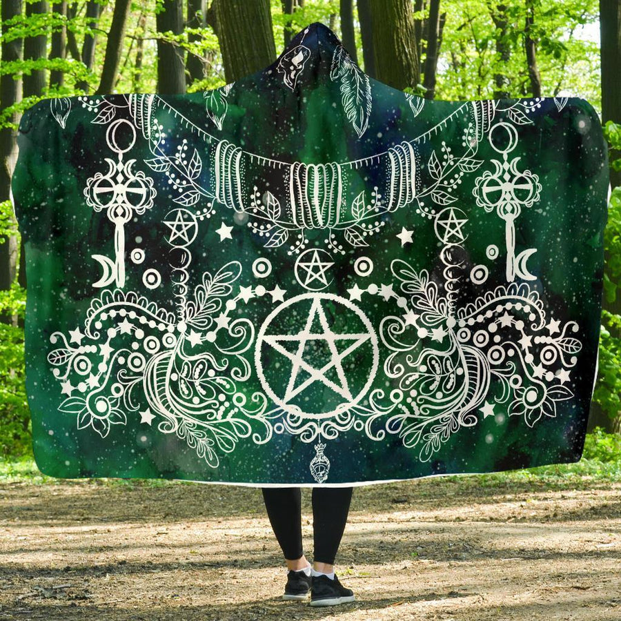 Pentagram wicca Hooded Blanket Hooded Blanket MoonChildWorld 