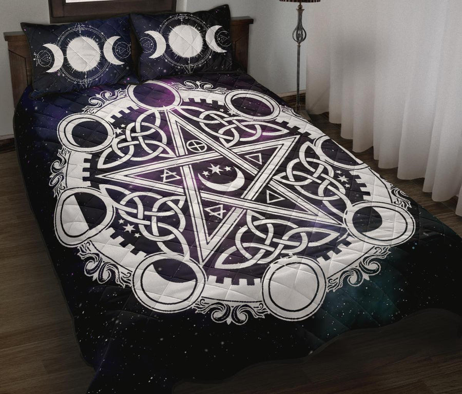 Celtic pentagram moon wicca Quilt Bed Set Bedding Set MoonChildWorld 