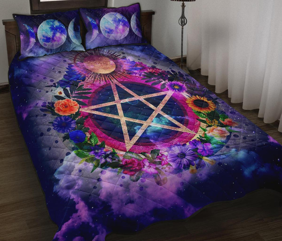 Pentagram moon wicca Quilt Bed Set Quilt Bed Set MoonChildWorld 