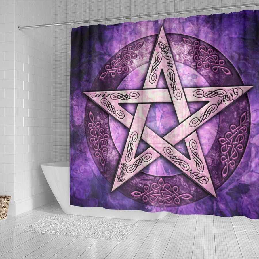 Pentagram Wicca Shower Curtain Shower Curtain MoonChildWorld 