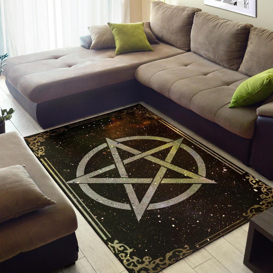 Pentagram Wicca Area Rug Area Rug MoonChildWorld 