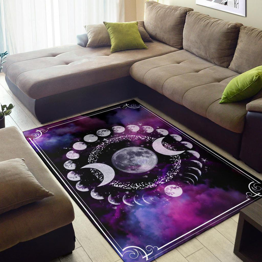 Triple moon phases wicca area rug