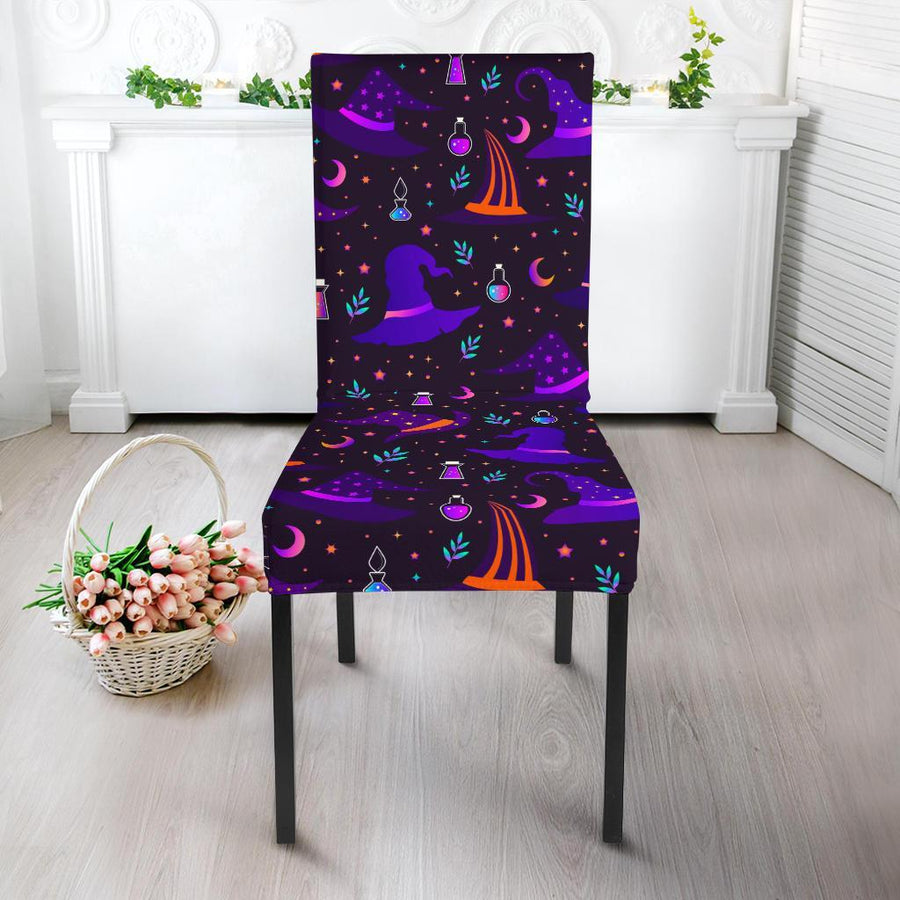 Witch purple hat Dining Chair Slip Cover Chair Slip Cover MoonChildWorld 