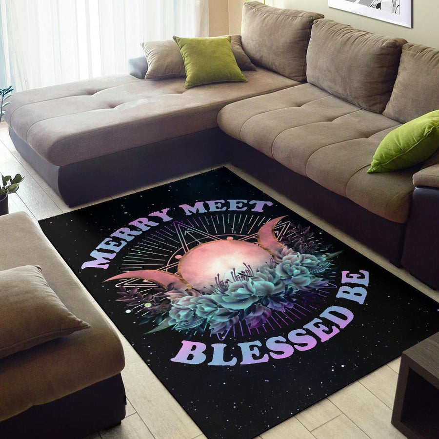 Merry meet blessed be wicca Area Rug