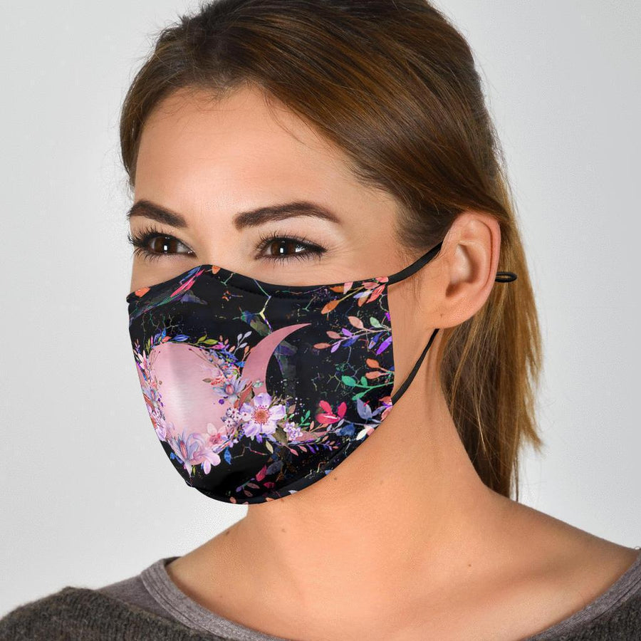 Triple moon floral wicca face mask