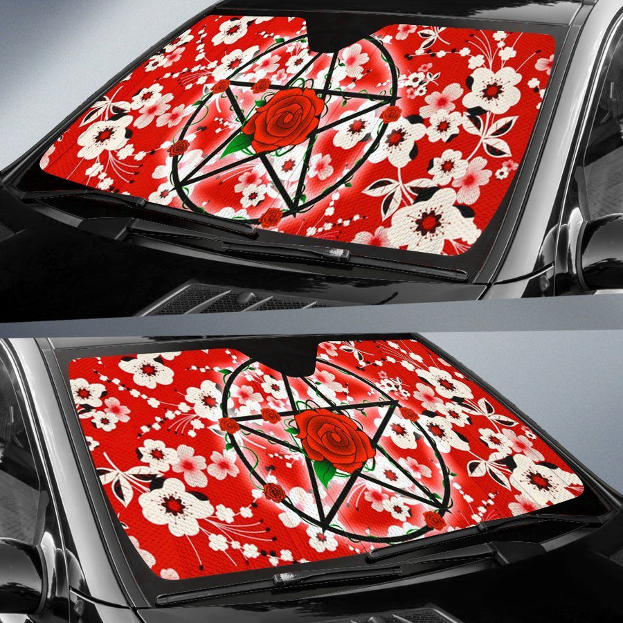Pentagram roses wicca Auto Sun Shades