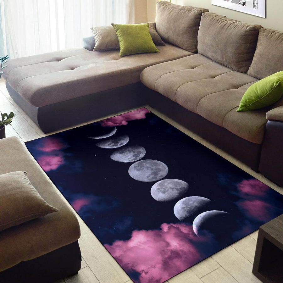 Moon phases wicca area rug