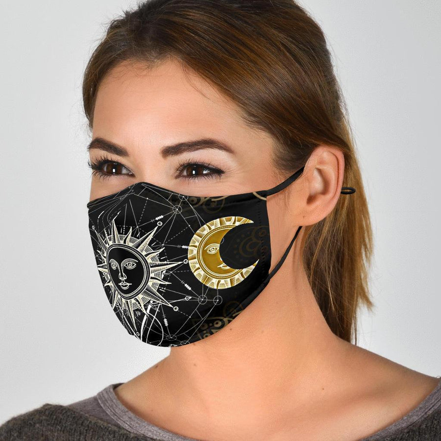 Triple moon sun wicca Face Mask