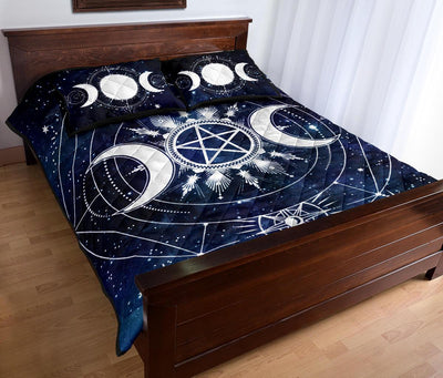 Triple moon pentagram wicca Quilt Bed Set Bedding Set MoonChildWorld