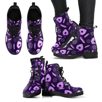 Crystal pentagram wicca Leather Boots Shoes MoonChildWorld