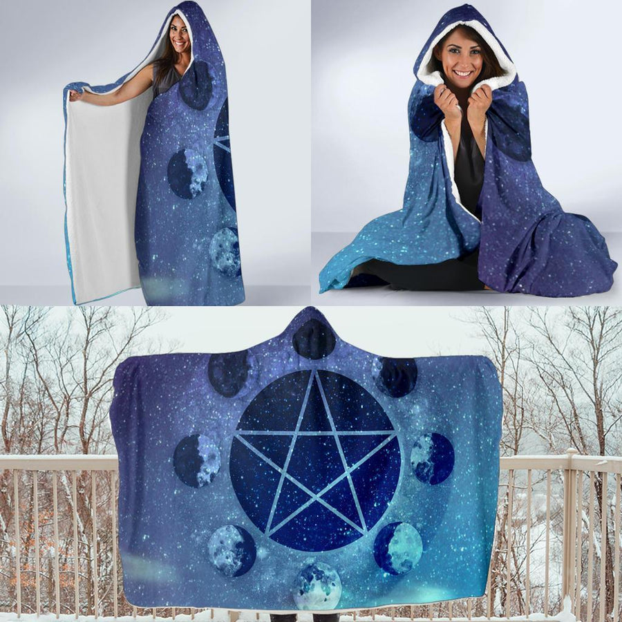 Pentagram moon Hooded Blanket Hooded Blanket MoonChildWorld 