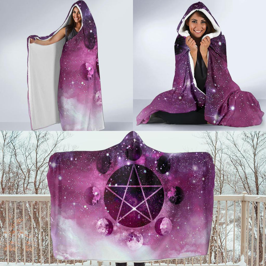 Moon pentagram Wicca Hooded Blanket Hooded Blanket MoonChildWorld 