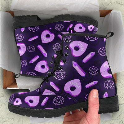 Crystal pentagram wicca Leather Boots Shoes MoonChildWorld