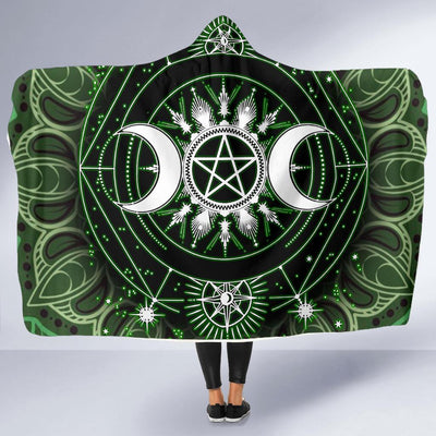 Triple moon pentagram wicca Hooded Blanket Hooded Blanket MoonChildWorld