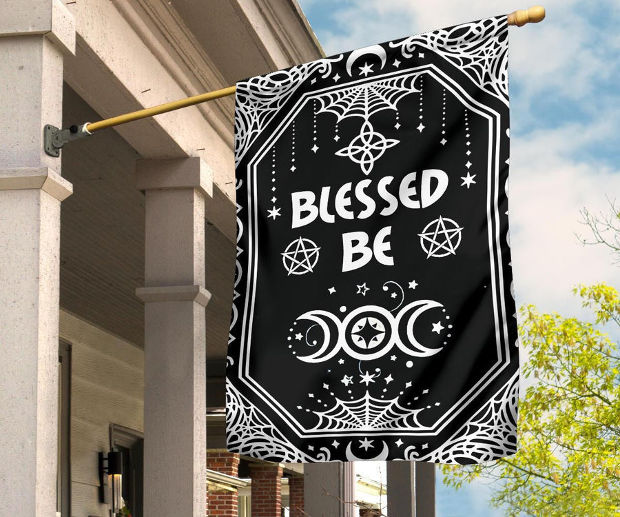 Blessed be cat wicca flag Flag MoonChildWorld 