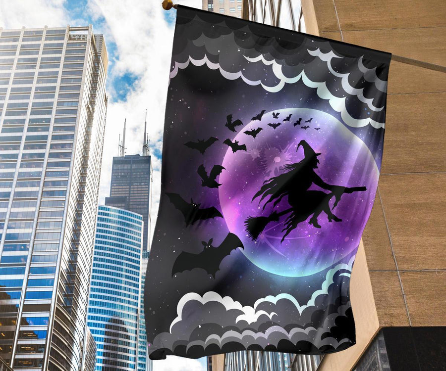 Flying witch wicca flag