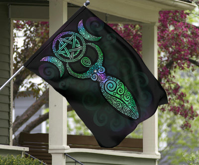 Goddess moon blessed be wicca flag Flag MoonChildWorld