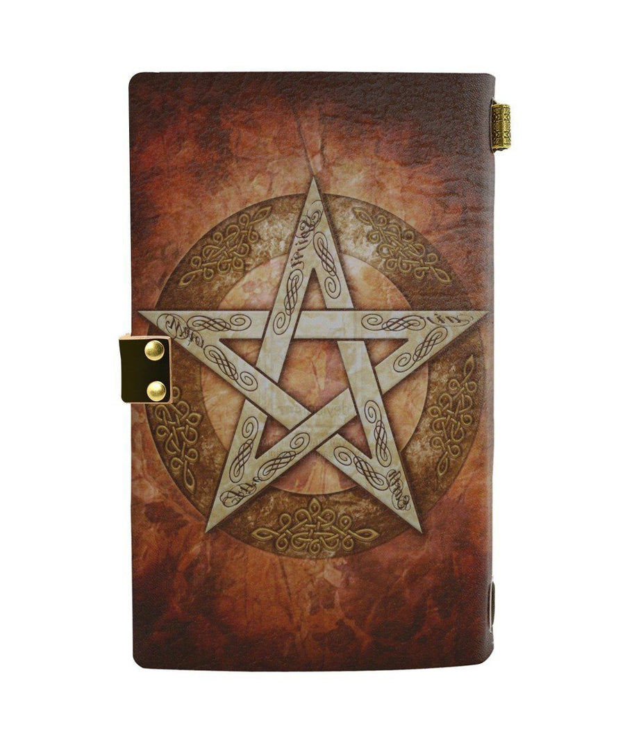 Wicca goddess pentagram leather notebook
